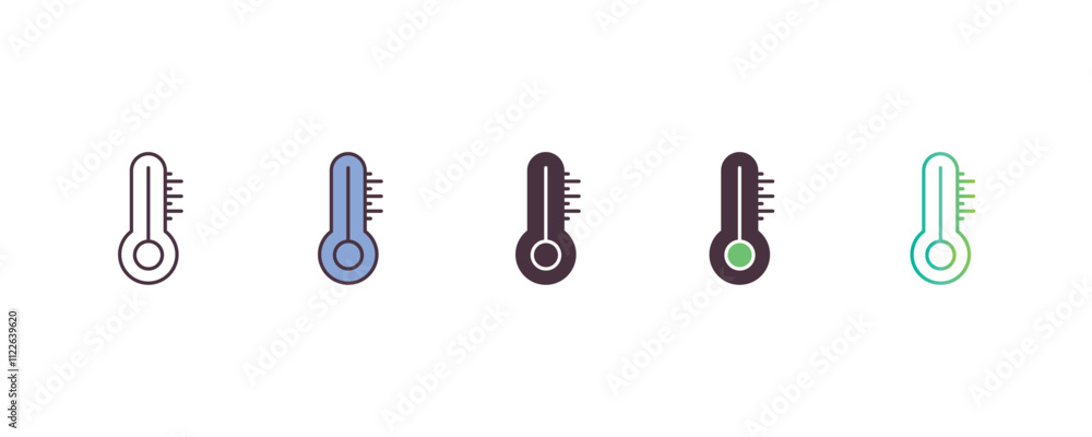 Poster thermometer gradient, line, filled, colored icon. editable vector from weather concept. four differe