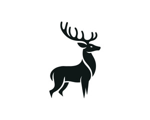 Fototapeta premium Deer logo design vector template. Deer icon symbol vector illustration. Deer silhouette logo black and white.