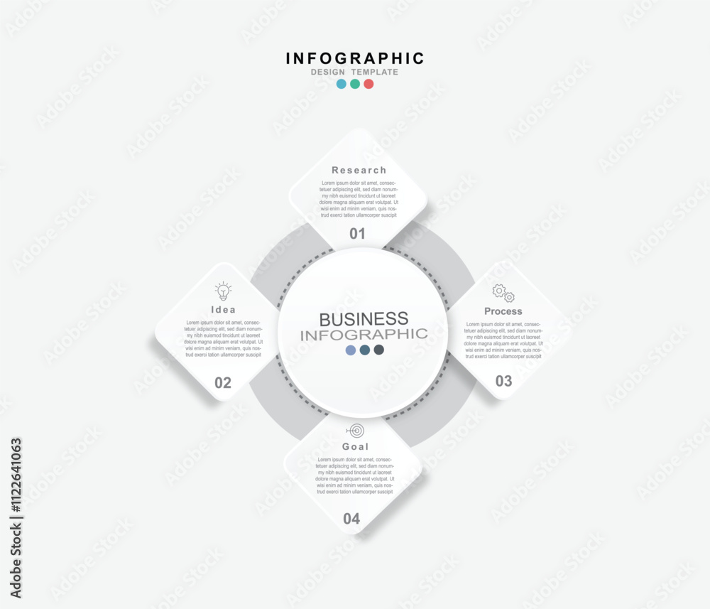 Aufkleber infographic 4 options design elements for your business data. vector illustration.