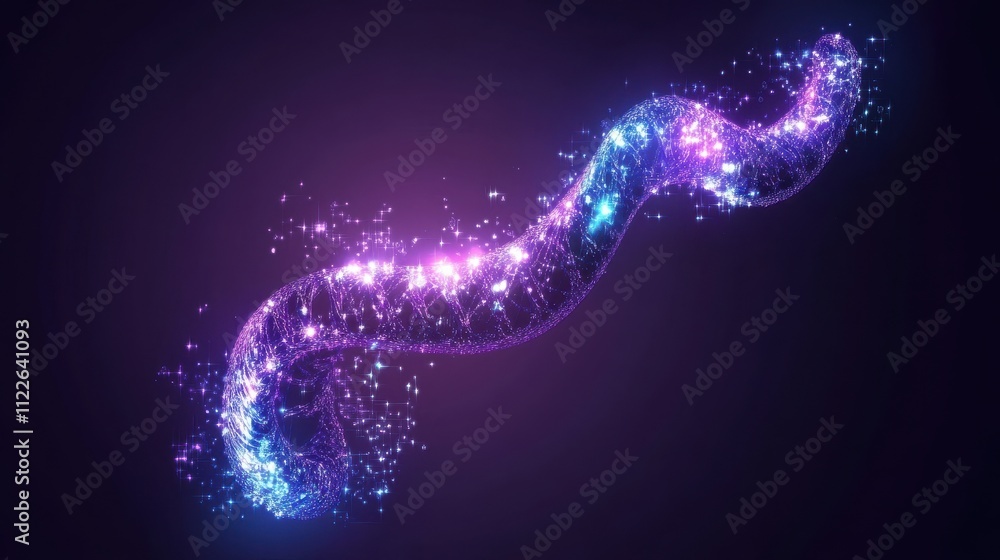 Wall mural glowing abstract wave of colorful lights and sparkles in motion