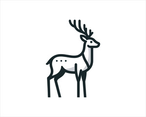 Fototapeta premium Deer logo design vector template. Deer icon symbol vector illustration. Deer silhouette logo black and white.