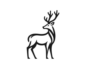 Deer logo design vector template. Deer icon symbol vector illustration. Deer silhouette logo black and white.