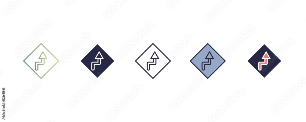Poster road signposts gradient, line, filled, colored icon. editable vector from user interface concept. fo