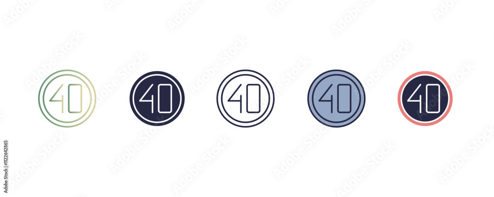 Poster speed limit gradient, line, filled, colored icon. editable vector from traffic signs concept. four d