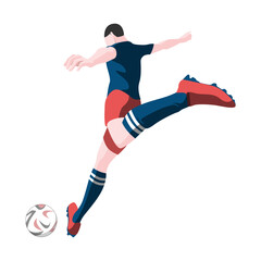 Athlete Powerfully Kicking Soccer Ball on Field