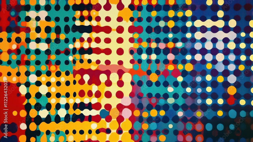 Poster Vibrant Abstract Artwork with Colorful Dots and Patterns