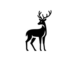 Fototapeta premium Deer logo design vector template. Deer icon symbol vector illustration. Deer silhouette logo black and white.