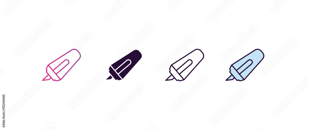 Poster highlight gradient, line, filled, colored icon. editable vector from tools concept. four different s