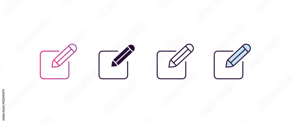 Poster edit picture gradient, line, filled, colored icon. editable vector from tools concept. four differen