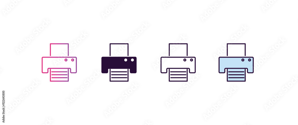 Poster print button gradient, line, filled, colored icon. editable vector from tools concept. four differen
