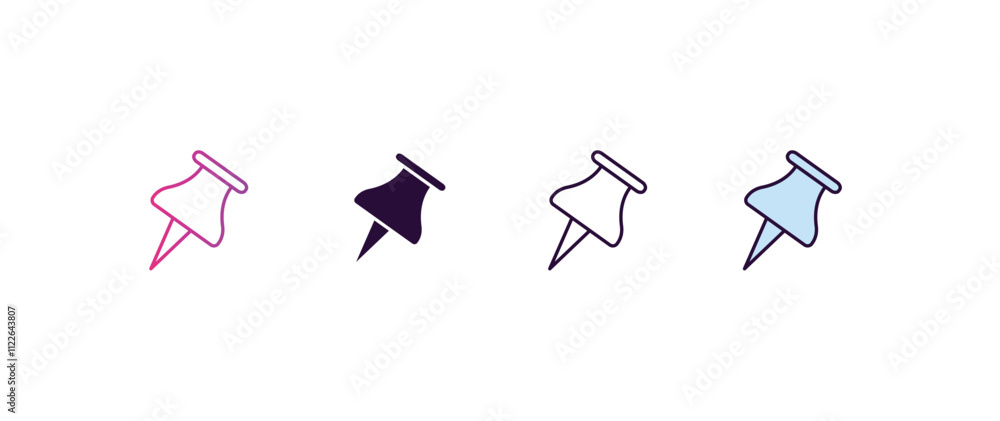 Poster tack save button gradient, line, filled, colored icon. editable vector from tools concept. four diff