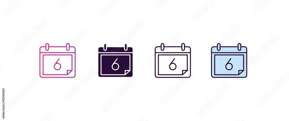 Poster calendar with six days gradient, line, filled, colored icon. editable vector from tools concept. fou