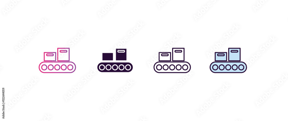 Poster packing machine gradient, line, filled, colored icon. editable vector from tools concept. four diffe