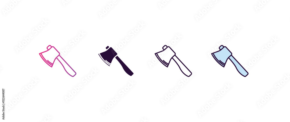 Poster hand axe gradient, line, filled, colored icon. editable vector from tools concept. four different st