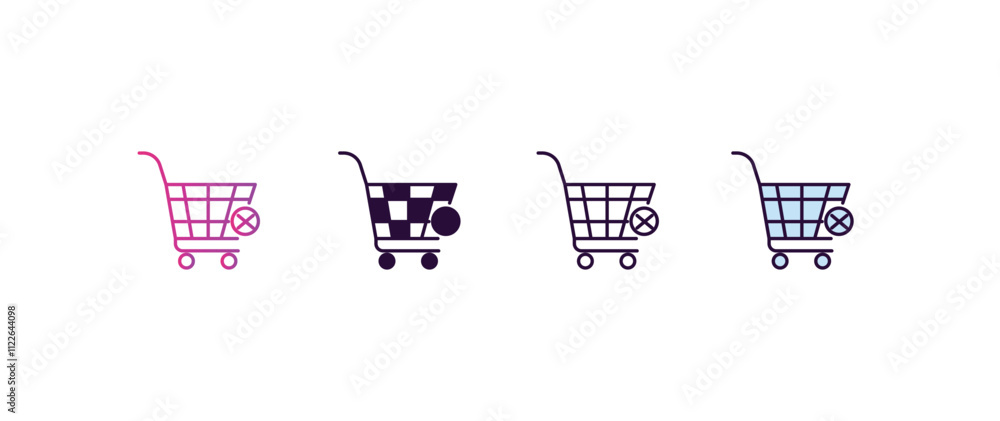 Poster empty shopping basket gradient, line, filled, colored icon. editable vector from tools concept. four