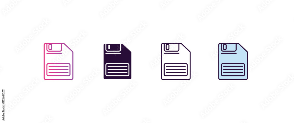 Poster face down floppy disk gradient, line, filled, colored icon. editable vector from tools concept. four