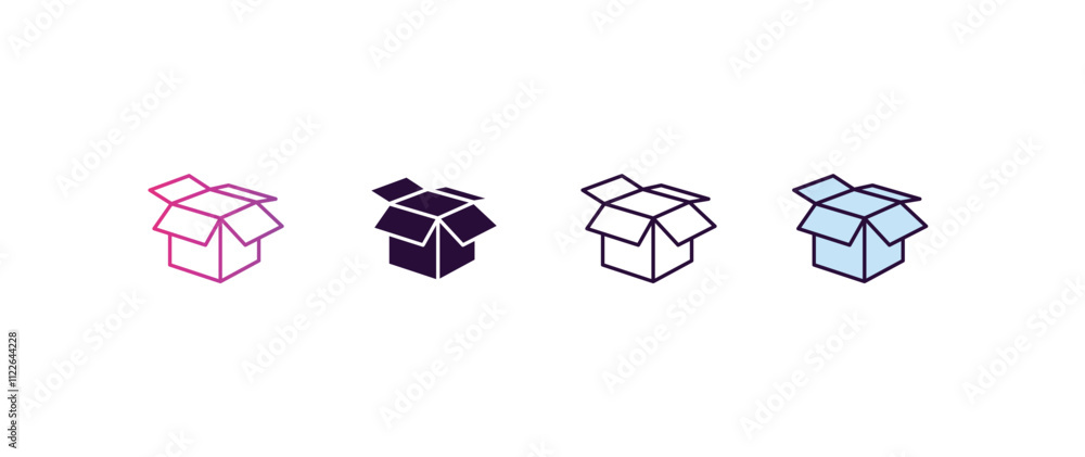 Poster open black box gradient, line, filled, colored icon. editable vector from tools concept. four differ