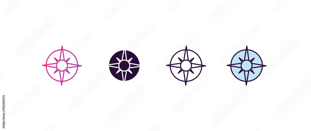 Poster orientation compass gradient, line, filled, colored icon. editable vector from tools concept. four d