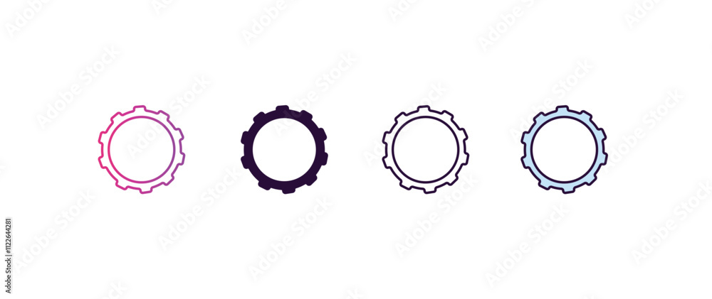 Aufkleber set gradient, line, filled, colored icon. editable vector from tools concept. four different style s