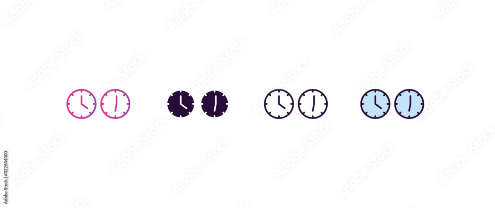 Poster clocks gradient, line, filled, colored icon. editable vector from tools concept. four different styl