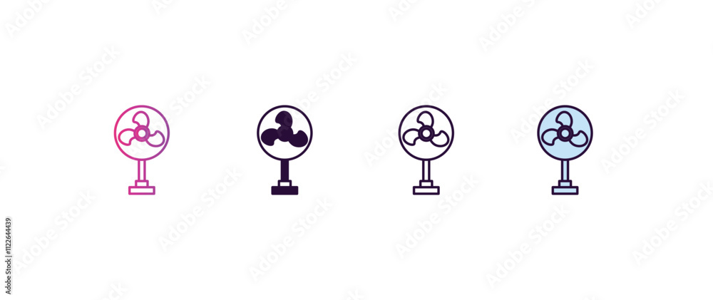 Aufkleber table fan gradient, line, filled, colored icon. editable vector from tools concept. four different s
