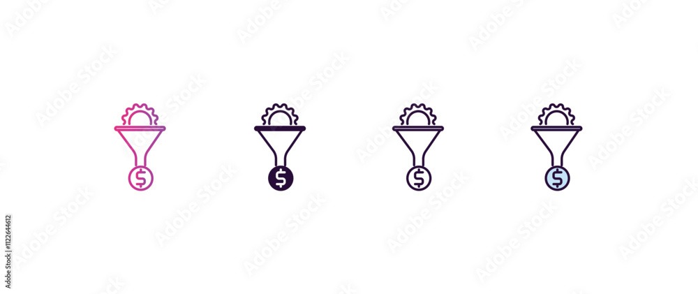Aufkleber conversion gradient, line, filled, colored icon. editable vector from technology concept. four diffe