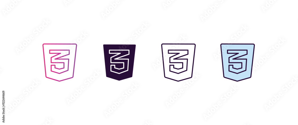 Poster css3 gradient, line, filled, colored icon. editable vector from technology concept. four different s