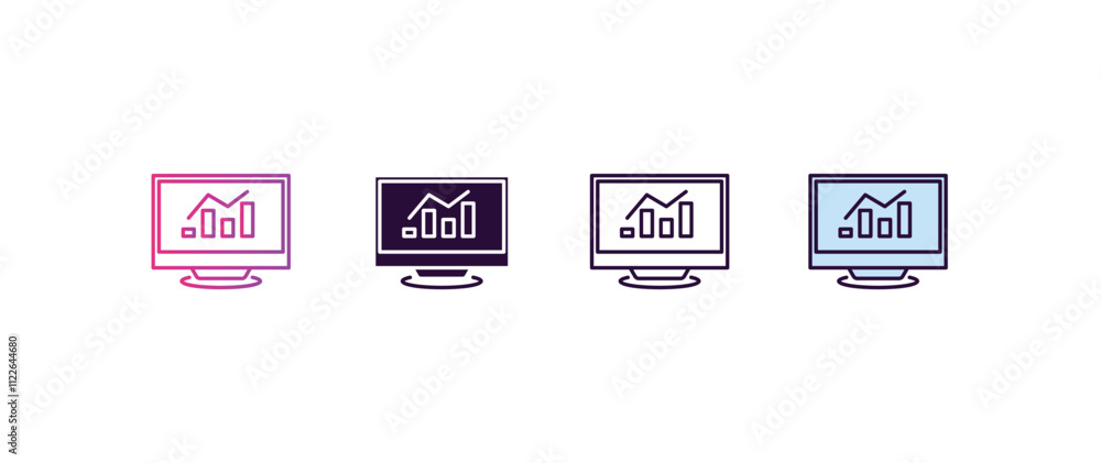 Poster data visualization gradient, line, filled, colored icon. editable vector from technology concept. fo