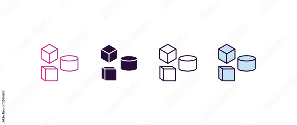 Poster elements gradient, line, filled, colored icon. editable vector from technology concept. four differe