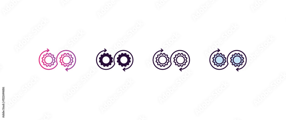 Poster devops gradient, line, filled, colored icon. editable vector from technology concept. four different