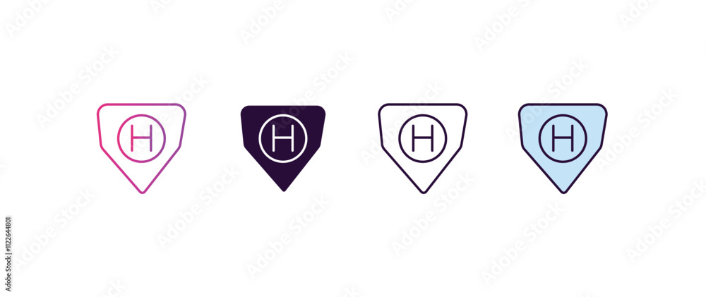 Aufkleber hybrid app gradient, line, filled, colored icon. editable vector from technology concept. four diffe