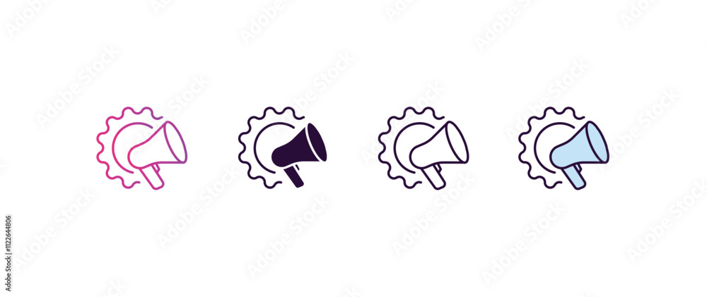 Poster marketing automation gradient, line, filled, colored icon. editable vector from technology concept. 
