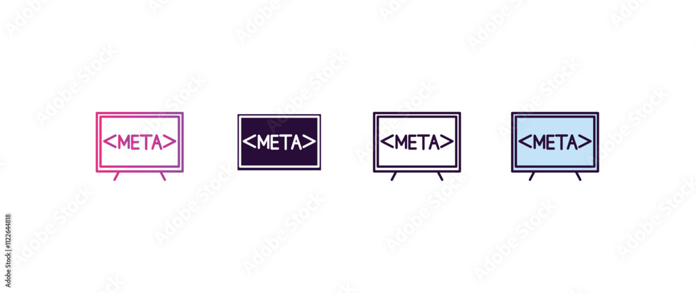 Poster meta elements gradient, line, filled, colored icon. editable vector from technology concept. four di