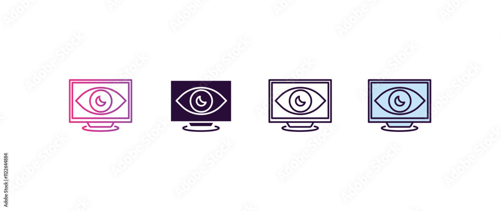Poster retina display gradient, line, filled, colored icon. editable vector from technology concept. four d