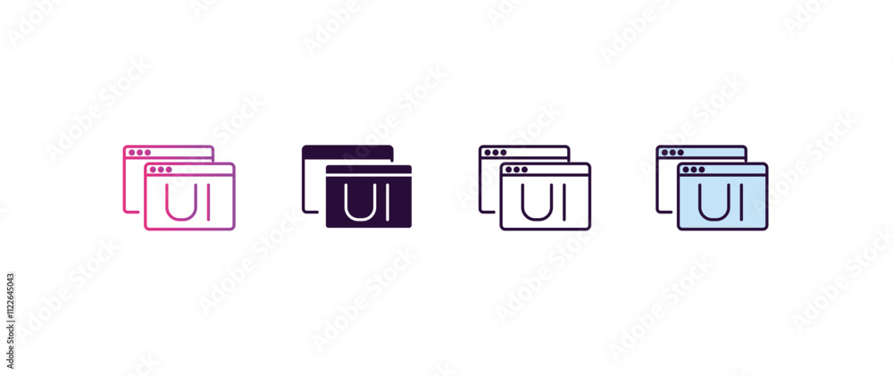 Poster user interface gradient, line, filled, colored icon. editable vector from technology concept. four d