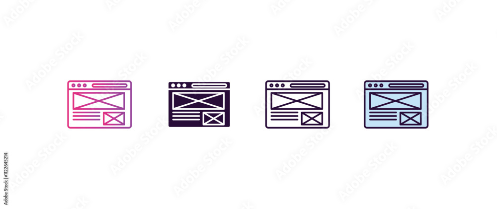 Poster wireframe gradient, line, filled, colored icon. editable vector from technology concept. four differ