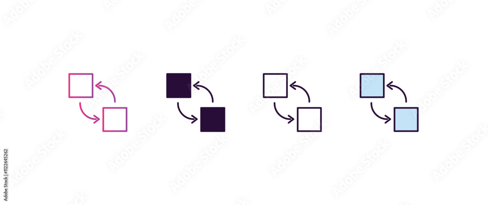 Poster interaction gradient, line, filled, colored icon. editable vector from technology concept. four diff