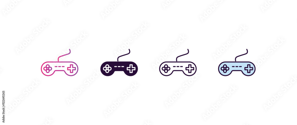 Poster video game controller gradient, line, filled, colored icon. editable vector from technology concept.