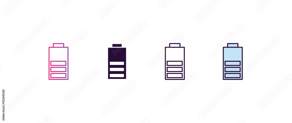 Poster battery status gradient, line, filled, colored icon. editable vector from technology concept. four d