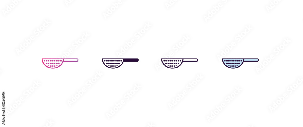 Poster strainer with handle gradient, line, filled, colored icon. editable vector from restaurant concept. 