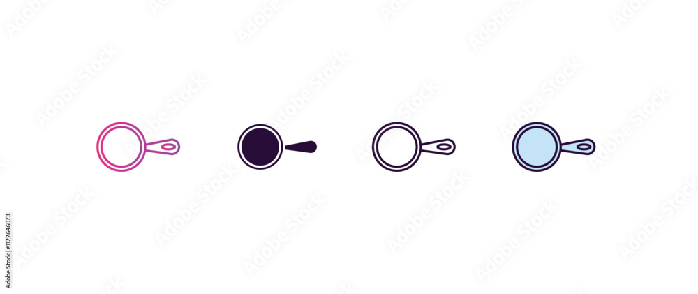 Poster frying pan from top gradient, line, filled, colored icon. editable vector from restaurant concept. f
