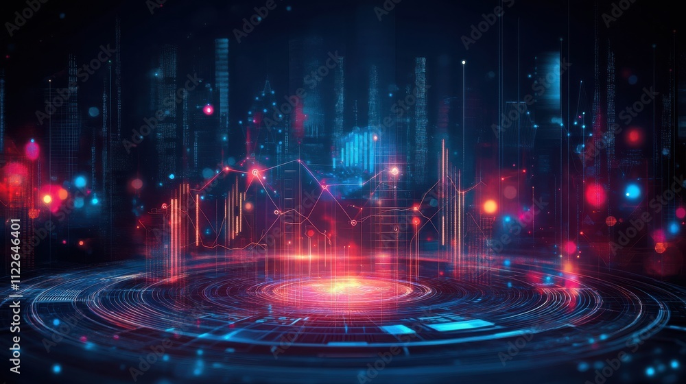 Poster abstract digital background with futuristic data visualization elements