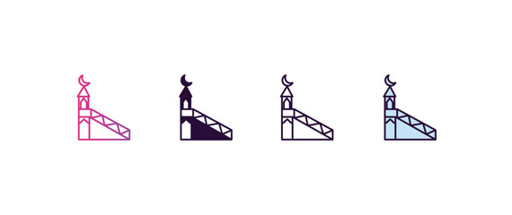 islamic minbar gradient, line, filled, colored icon. editable vector from religion concept. four different style islamic minbar icon isolated on white background