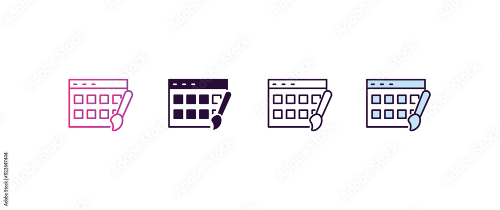 Poster theme gradient, line, filled, colored icon. editable vector from programming concept. four different