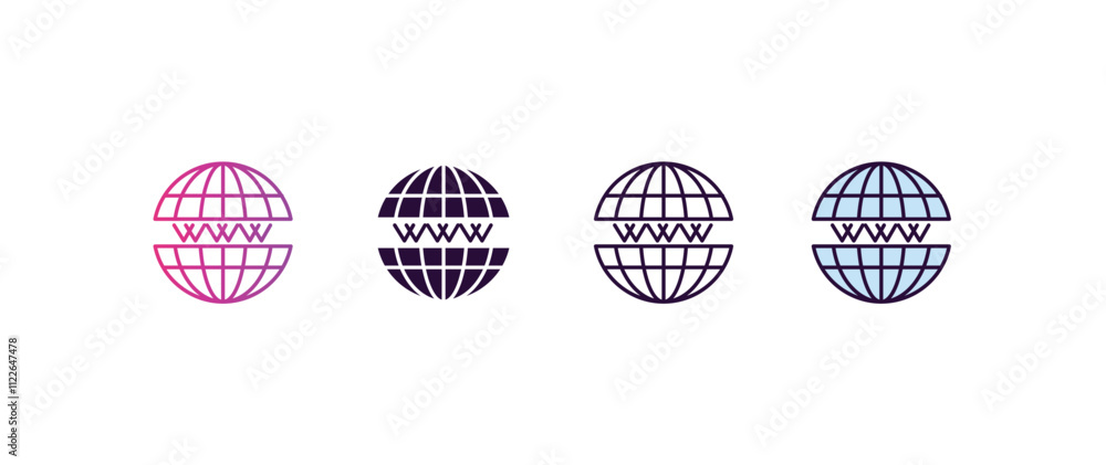 Poster www gradient, line, filled, colored icon. editable vector from programming concept. four different s