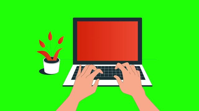 Person Using Computer Animation Green Screen