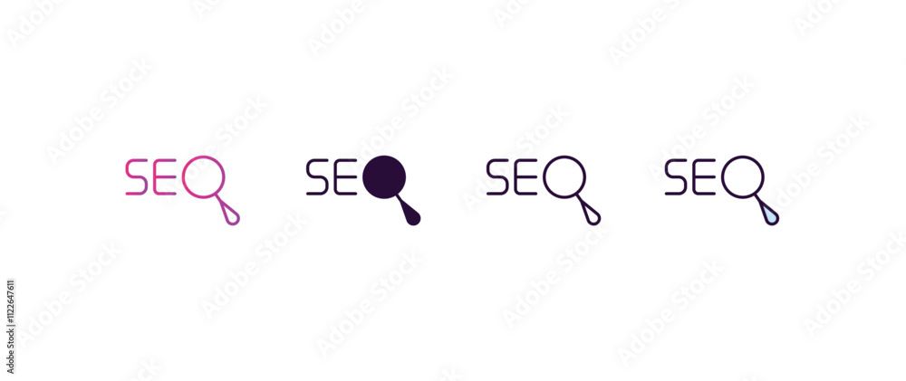 Poster seo gradient, line, filled, colored icon. editable vector from programming concept. four different s