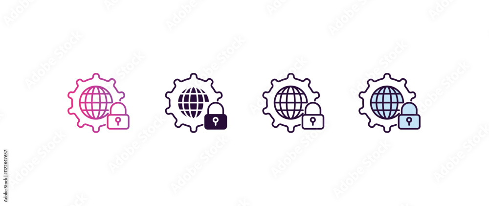 Poster secured network gradient, line, filled, colored icon. editable vector from programming concept. four