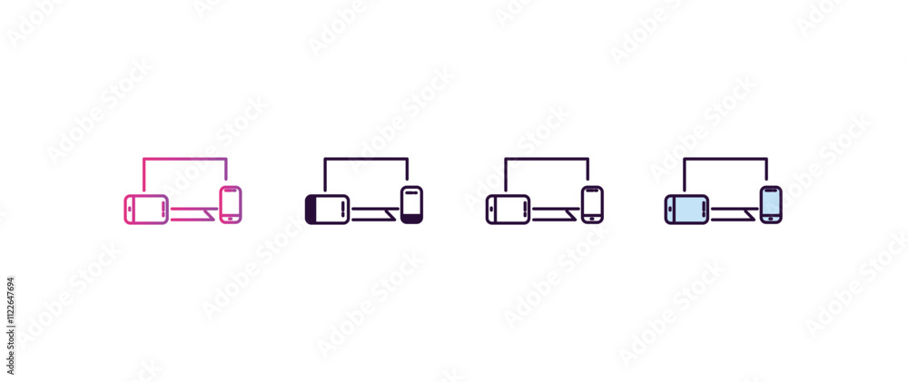 Poster cross-platform gradient, line, filled, colored icon. editable vector from programming concept. four 
