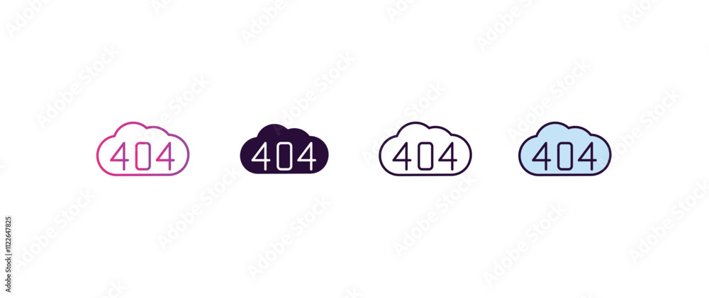 Poster 404 error gradient, line, filled, colored icon. editable vector from programming concept. four diffe